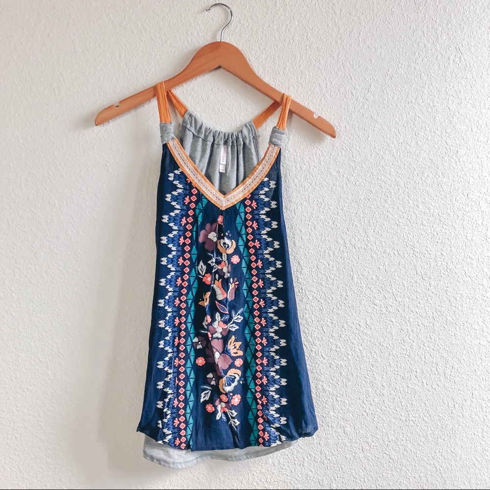 Xhilaration Large Boho Bohemian Festival Tank